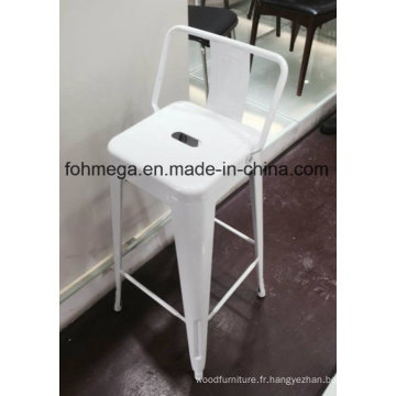 Tabouret de bar en métal blanc avec dossier (FOH-BST01)